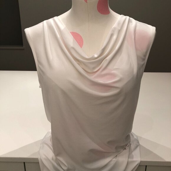 Donna Karan New York Sleeveless Cowl Neck Top in White Size M - Picture 7 of 12